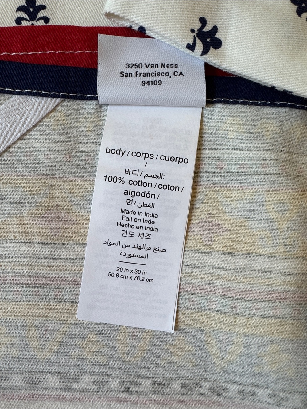 NEW Williams Sonoma White & Navy Fleur Kitchen Cotton Set with Multicolor Border - Picture 11 of 11